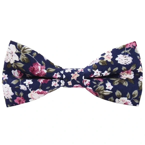 Floral Navy Bow Tie – Jim 🎓PRE-TIED MEN\'S NAVY FLORAL BOWTIE! *NEW* main image 2